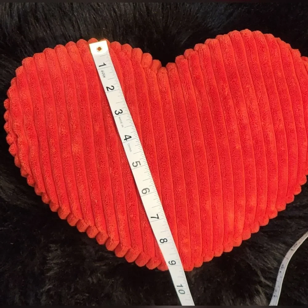 Red Faux Fur Heart Shaped Throw Pillow, 12.5
